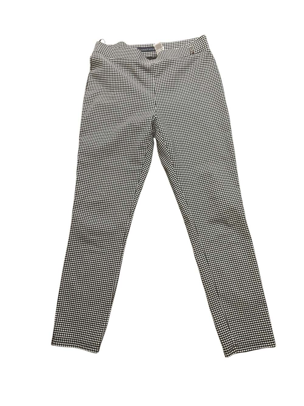 Tommy Hilfiger Black and White Gingham Check Pull-On Ankle Pants